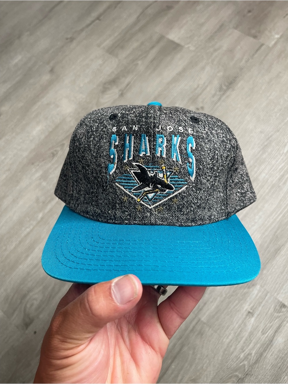 STARTER San Jose Sharks Gray & Teal Snapback Hat